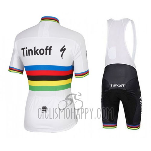 UCI Mondo Campione Tinkoff Cycling Jersey Bib Short 2016 Men Short Sleeve White